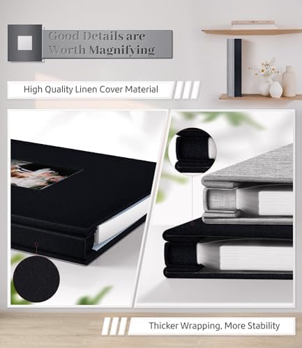 Artfeel Photo Album Self Adhesive Scrapbook Album for 3x5 4x6 5x7 8x10 Pictures,120 Pages Linen Cover with Display Window DIY Photo Book,Ideal Gifts for Family Travel Wedding Baby - Image 5
