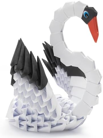 House of Marbles 3D Origami Swan Craft Kit, 25-Piece FSC-Certified Paper Folding Set with Step-by-Step Instructions, Creative Display Project for Kids and Adults - Image 2