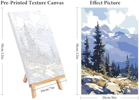 4 Pack Framed Paint by Numbers Kit for Adults Landscape with Wooden Easel - Image 3