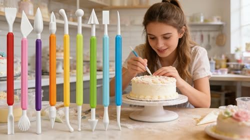 Fondant Sculpting Tool Set, 9-Piece Plastic Cake Decorating Pens - Image 6