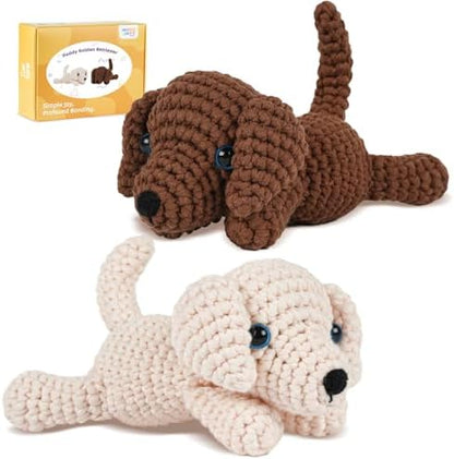MOREJMTT Crochet Kit for Beginners, Learn to Crochet, Include Easy Knitting Soft Yarn, Step-by-Step Video Tutorial, Hook, Holiday Birthday Gift for Adults (Golden Retriever) by MOREJMTT