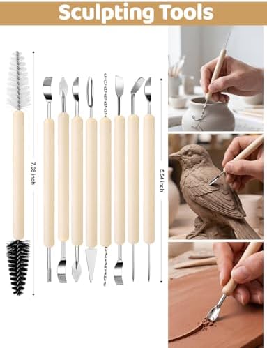 44Pcs Clay Sculpting Tools Kit, Ceramic Clay Ball Stylus Dot Painting Tools, Air Dry Clay Tools Set for Carving, Dotting, Embossing, Shaping, Molding, Pottery Crafts, Nail Art, Rhinestone, Rock - Image 2