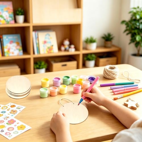 5 Pack 4 Inch Unfinished Wood Pieces for Crafts, Laser Blanks (5, Circle) - Image 3