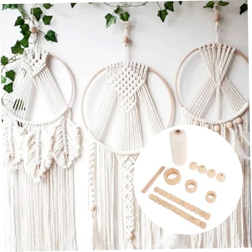 CORHAD DIY Macrame Kit for Adults Full Set Cotton Ropes Beads Rings Wall Art Woven Tapestry Kit - Image 4