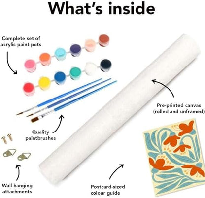 Clendo 6 Packs Paint by Numbers Kit for Adults, Easy Flowers Adult Paint by Number Kits on Canvas Without Frame, Abstract Floral Oil Painting for Home Decor Gift 8” W x 12”L - Image 3