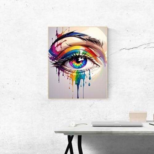 ldazao Colorful Eye Paint By Numbers Kit for Adults DIY Color Adult Paint By Number Kits Acrylic Canvas Painting Kit for Beginner Oil Painting Kits for Gift Home Wall Decor 16x20 Inch - Image 4