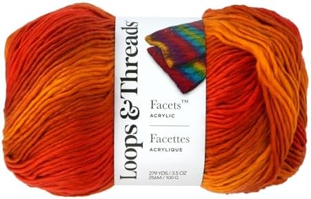Loops & Threads Facets Yarn - Yarn for Knitting, Crochet, Weaving, and Arts & Crafts - Flame, Acrylic, 3.5 oz - Image 5