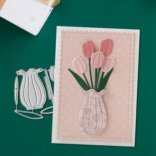 Lapoo Flowers Cutting Die for Scrapbooking - Durable Metal Cutting Die for DIY Scrapbook Photo Album Decorative Paper Card, Metal Card Making Supplies (Hyacinths in The Vase 3 x 2.8 in) by LAPOO