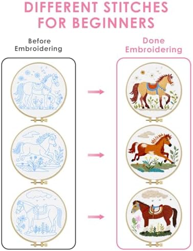 TINDTOP Embroidery Kit for Adult, 3 Pack Embroidery DIY Starter Kit - Image 3