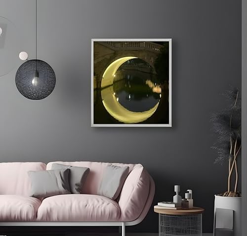 Painting by Numbers Kit for Adults Beginner,Night Bridge Moon Paint by Numbers Easy for Adults,Adult Paint by Number Kits on Canvas,Acrylic Oil Number Painting for Home Wall Decor15.7X19.7 In - Image 2
