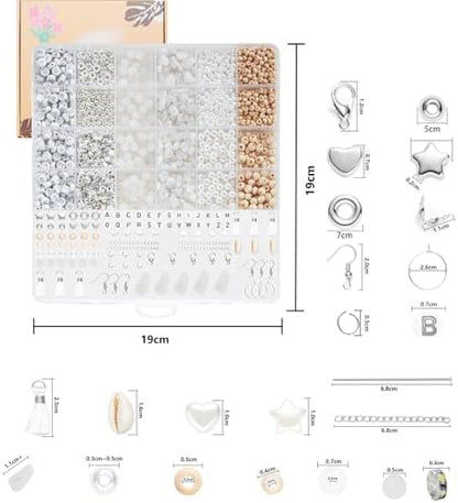 Xyliise Bracelet Making Kit Natürliche Perlen Set for Adults Beads for Bracelets Silver Jewelry Making Supplies DIY Jewelry Necklace Earrings (CZ006-White Jade) - Image 3