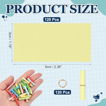 MECCANIXITY 120Pcs Message Paper Scrolls 3x6cm Lucky Wishing Light Yellow - Image 2