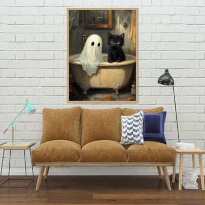 Eiazuiks Halloween Stamping Cross Stitch Kit, Ghosts and Cat Halloween Counting Cross Stitch Kit for Adult Beginners, Full Line DIY Stitching Kit for Home Decor Cross Stitch Patterns 12x16 inches - Image 4
