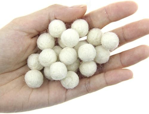 Needle Felt Balls Pure Wool Beads Dry Felted Balls 15mm Handmade DIY Crafts 20pcs (White) - Image 2
