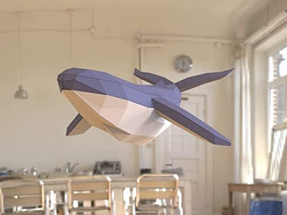 DIY Humpback Whale Paper Sculpture Kit, Low‑Poly Papercraft Hanging Ornament, 3D Geometric Suspended Decor for Home & Nursery, Adult Craft Kit, Tools Not Included - Image 5