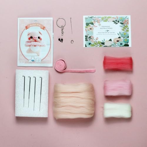 Wizardi Beginner Needle Felting Kit for Adults - Piggy. Animal Felting Kit 6.8x6x3.5cm. Felting Tools. Wool Felting Supplies. Felt Crafts. Wool Felt. F07N8-W188 - Image 2