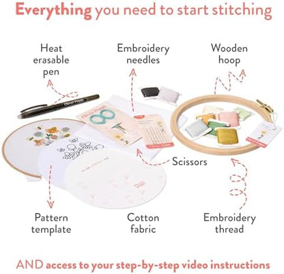 Clever Poppy Bee Happy Beginner Embroidery Kit – Easy Embroidery Kit for Beginners with Hoop, Thread & Patterns – Hand Embroidery Kit for Adults and Teens – Complete Embroidery Starter Kit - Image 3