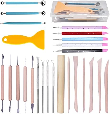 Polymer Clay Tools,25Pcs Pottery Sculpting Tools Set with Plastic Case for Ceramic Modeling Carving Beginners Expert Crafts Club, Dotting,Hobbyists, Artists by Artzuvs