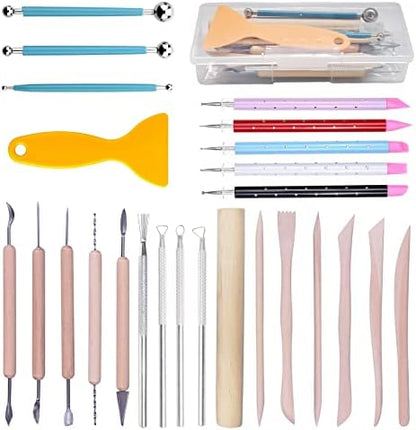 Polymer Clay Tools,25Pcs Pottery Sculpting Tools Set with Plastic Case for Ceramic Modeling Carving Beginners Expert Crafts Club, Dotting,Hobbyists, Artists by Artzuvs
