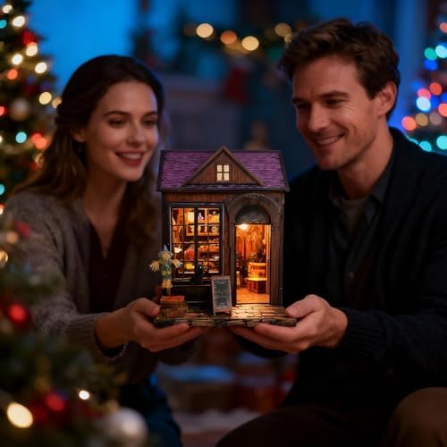 Magic Cabin Miniature Dollhouse with LED Lights, Vintage Furniture & Decor – Handcrafted Fantasy Shop Display for Home Decor, Collectibles & Gifts - Image 4