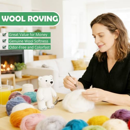 3.4oz Needle Felting Wool Jolly Green for DIY Needle Craft Enthusiasts - Image 4