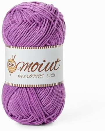 Cotton Yarn for Crocheting, Baby Yarn for Crocheting Soft, 131yds / 1.76oz Fluffy Amigurumi Crochet Yarn, 5 Ply 100% Milk Cotton Yarn for Puzzle、Socks、Clothes(Deep Purple) by OMoiut