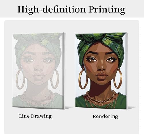 HeeBenor Framed Paint by Numbers Kit for Adults, Black Women, 8x12 Inch - Image 3