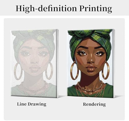 HeeBenor Framed Paint by Numbers Kit for Adults, Black Women, 8x12 Inch - Image 3