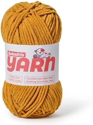 Plush Chunky Chenille Yarn for Crocheting, Soft Fluffy Velvet Yarn for Crocheting, Fuzzy Baby Blanket Knitting Yarns, 100g/131yds Bulky Amigurumi Yarns（Ginger Color） by Sekafris