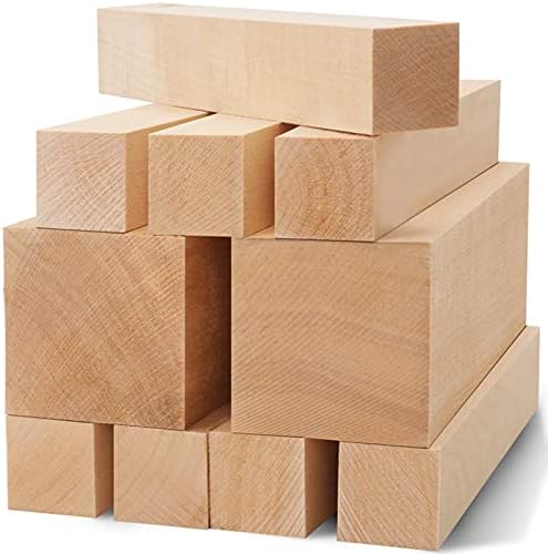 10 Pack Unfinished Basswood Carving Blocks Kit, Rectangular Wooden Blocks for DIY Carving, Crafting and Whittling for Adults Beginner and Experts(6 x 1 x 1 inch, 6 x 2 x 2 inch) by YIPLED