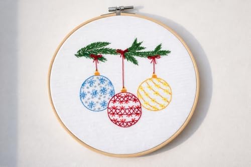 Looples Embroidery Kit for Beginners and Adults with Video Tutorials – DIY Starter Kit with 3 Stamped Floral Patterns, Hoops, Threads, Needles, and Instructions (Gnomes, Ornaments & Holiday Wreath) - Image 7
