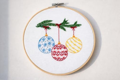 Looples Embroidery Kit for Beginners and Adults with Video Tutorials – DIY Starter Kit with 3 Stamped Floral Patterns, Hoops, Threads, Needles, and Instructions (Gnomes, Ornaments & Holiday Wreath) - Image 7