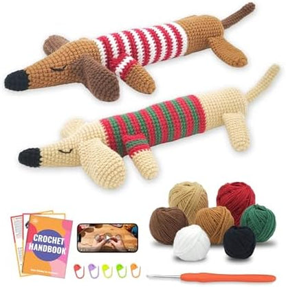 PAITIN Crochet Starter Kit – Easy DIY Craft Set for Adult Beginners, Handmade Yarn Art Project with Video Guidance (Dachshund) by PAITIN