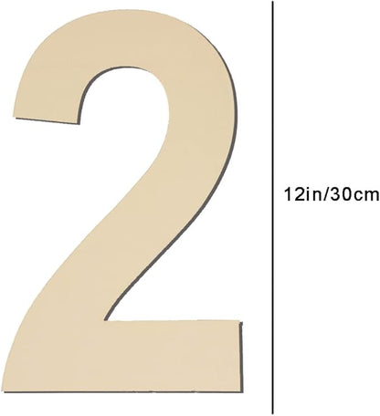 12 Inch Large Blank Wood Number 2 Unfinished Wood Slices Signs Board, Wooden Numbers for DIY Craft Projects, Birthday, Party, Wedding Decorations