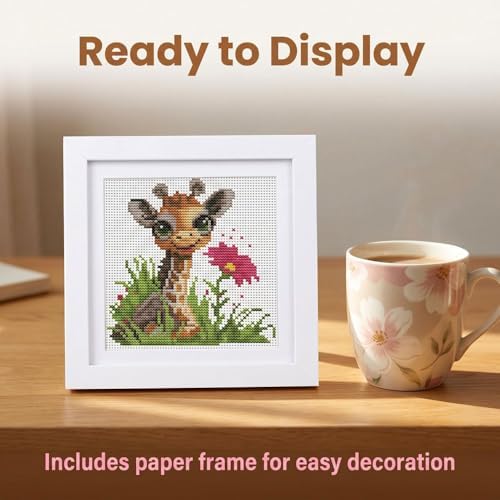 Cute Giraffe Stamped Cross Stitch Kits for Beginners Adults with Framed - Image 6