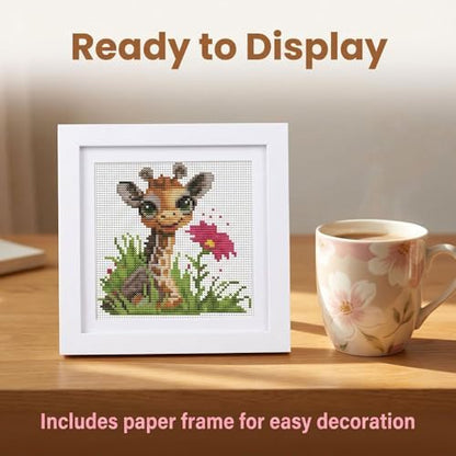 Cute Giraffe Stamped Cross Stitch Kits for Beginners Adults with Framed - Image 6
