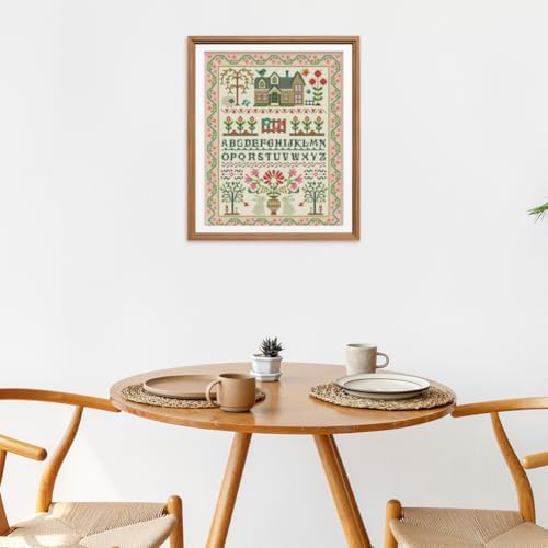 FREEBLOSS 11CT Stamped Cross Stitch Kits Folk Art House Pattern Cross Stitch Wall Painting Kit Embroidery Needlepoint Set for Beginners Adults 40x50cm/15.7x19.7inch - Image 5
