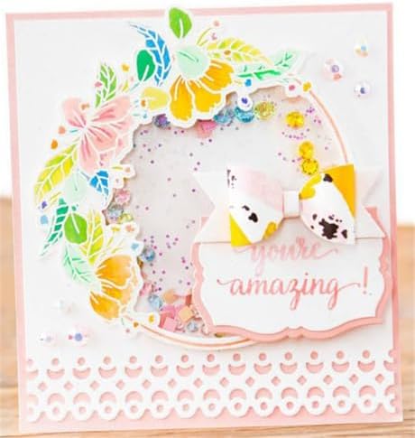 Lapoo Cutting Die for Scrapbooking, 3D Backgrounds Frame New Cutting Dies DIY Album Card Making Decor Paper Craft Metal Die Cuts Party Decorations (9 Flower Borders 7.3 x 3.1 in) - Image 2
