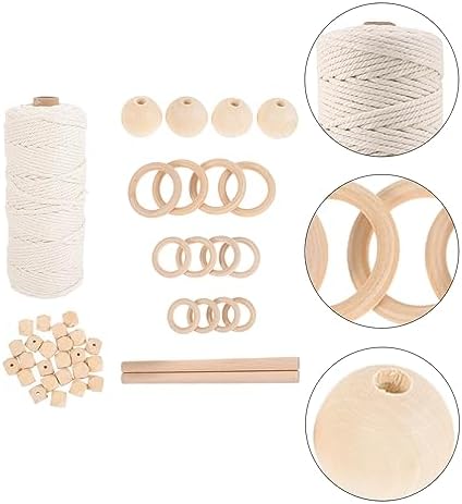 VOSAREA 1set DIY Macrame Kit Handmade Macrame Supplies for Wall Hanging Tapestry Includes Rope Beads Rings for Home Decor and Crafting Enthusiasts - Image 6