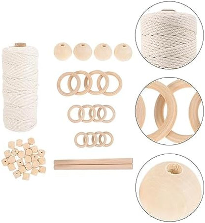 VOSAREA 1set DIY Macrame Kit Handmade Macrame Supplies for Wall Hanging Tapestry Includes Rope Beads Rings for Home Decor and Crafting Enthusiasts - Image 6