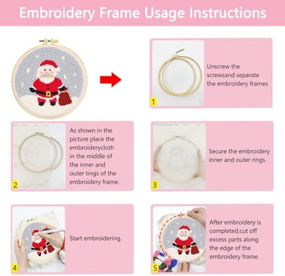 Zhenqing Festive Santa Claus Punch Needle Embroidery Kit | 29x29cm Holiday Craft Set with Hoop & Tools | DIY Christmas Wall Decor for Beginners（Z95028C） - Image 6