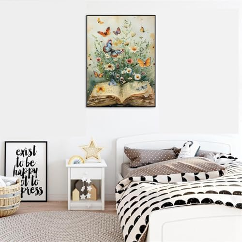 VIGEGU Book Flower Paint by Numbers Kit for Adults Beginner,Butterfly Easy Adult Paint by Number Kits on Canvas DIY Painting for Beginners Art by Numbers for Home Wall Decor 16x20 Inch - Image 3