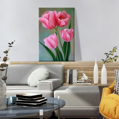 ATDMS Paint by Numbers Kit for Adults with Frame Flowers Paint by Number with Easel DIY Tulip Adult Paint by Number Kits Oil Painting Kits for Gift Home Wall Decor 8x12 Inch - Image 7