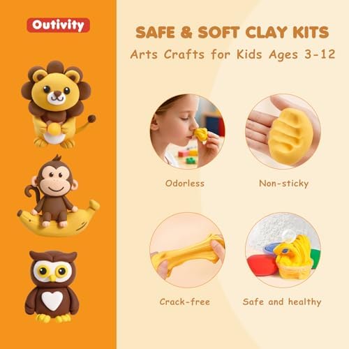 Air Dry Clay Kit for Kids Animal Craft Set 12 Colors - Image 5