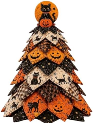 2026 New Christmas & Halloween DIY Quilted Fabric Tree Kit, 3D Layered Sewing Craft Set for Beginners, Christmas Tree Quilt Kit, Handmade Tabletop Holiday Decor, Gift for Craft Lover by Unknown