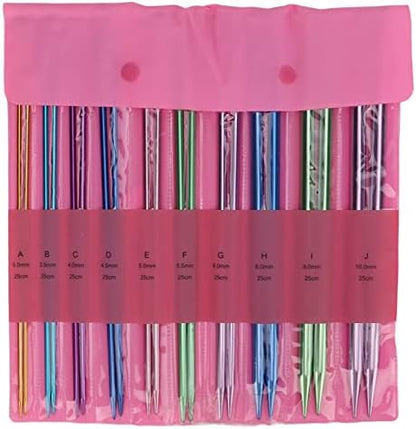 Aluminum Knitting Needles Set, 25cm, Colored Metal, Single Pointed, 10 Pairs, 20 Pieces, 10in, for Scarves Hats Sweaters - Image 6