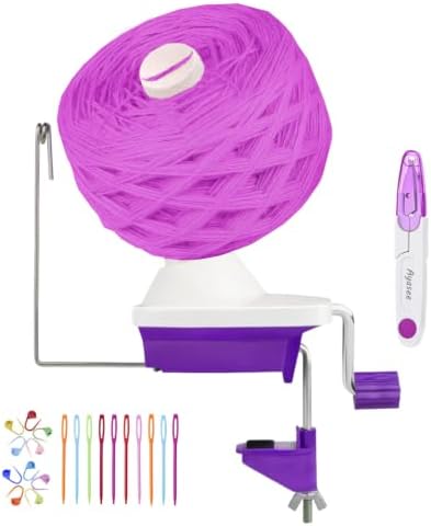 Ayasee Yarn Ball Winder, Yarn Winder Knitting Set Hand Operated Ball Winder with Tabletop Clamp for Yarn Storage (22) (Purple) by Ayasee