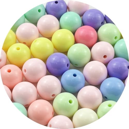 40pcs Acrylic Round Beads for Crafts 16mm Resin Candy Color Spacer Beads with Hole for Jewelry Making Sewing Crafts Decoration Necklaces Bracelets Earrings Supplies(Light Mix Colors) by Unknown