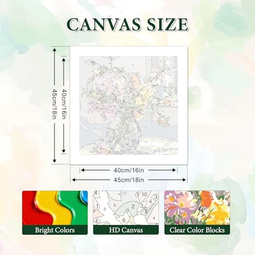 PHANTASYART Flowers Vased Paint by Numbers Kit for Adults 16x16inch - Image 5