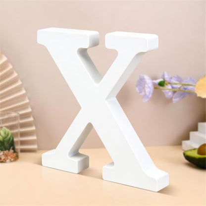 6 Inch White Wood Letters Unfinished Wooden Letters for Wall Decor Decorative Standing Letters Slices Sign Board Decoration for Craft Home Party Projects (X) by Unknown
